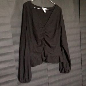 H&M ruched black blouse